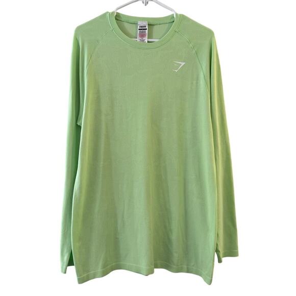 Gymshark Men’s GEO SEAMLESS LONG SLEEVE T-SHIRT Slim Fit Green Size Large - Picture 1 of 6